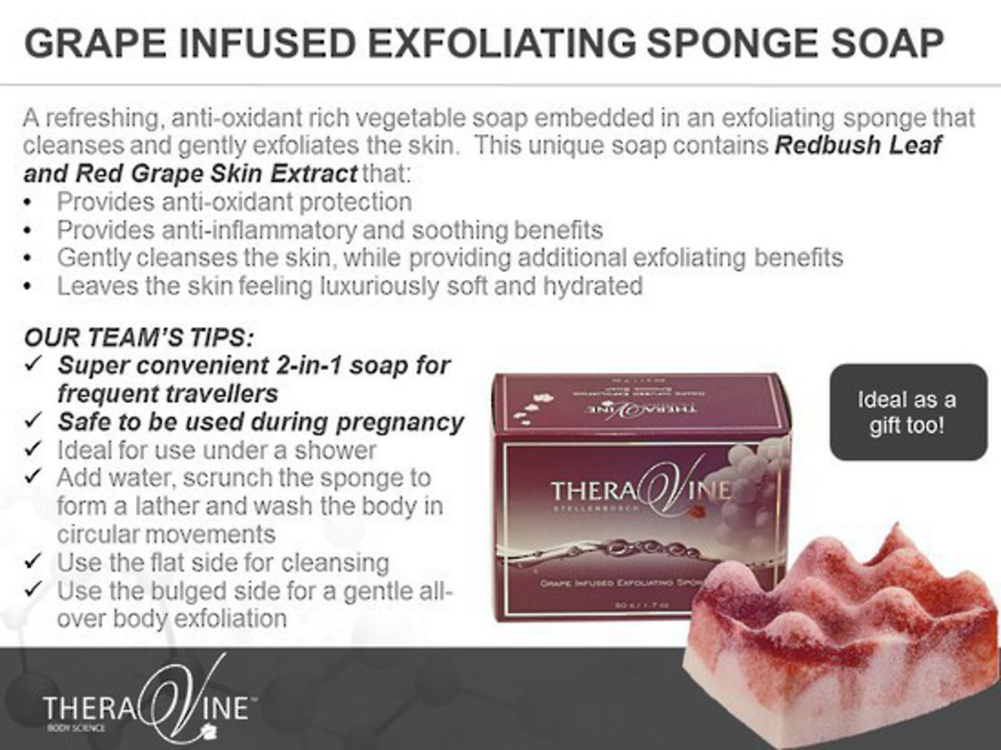 Theravine Grape Infused Exfoliating Sponge Soap