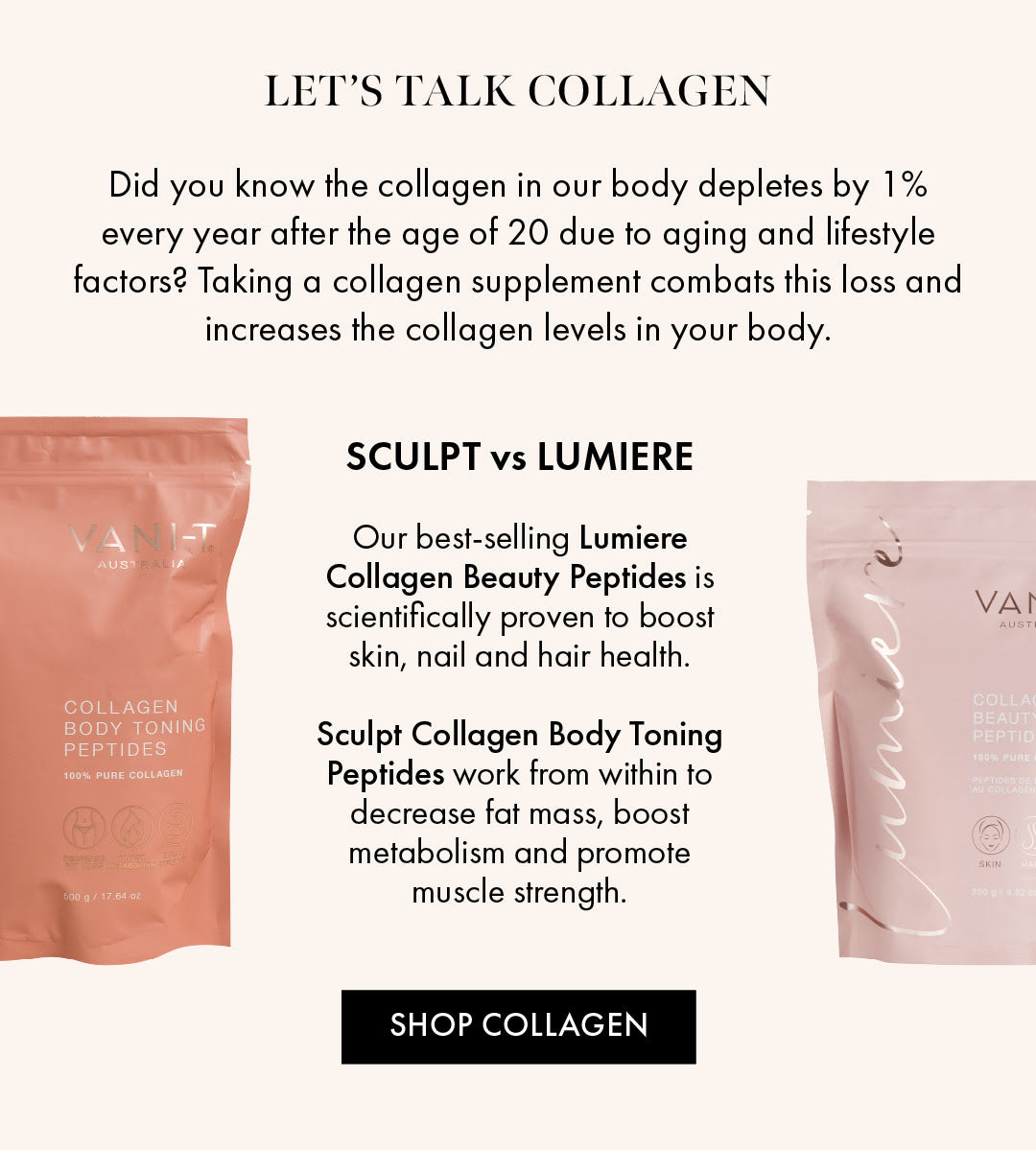 VANI-T Sculpt Body Toning Collagen & Lumiere Beauty Collagen Peptides